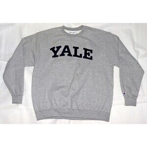 Champion‎ Yale Crewneck Sweater Light Grey Unisex XL Preppy Collegiate Academia
